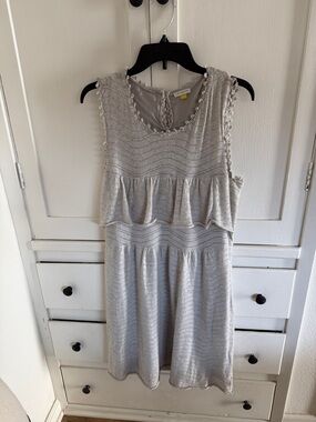 Sleeveless Light Gray Knit Peplum Dress